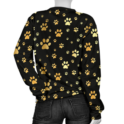 Paw Gold Print Women Long Sleeve Sweatshirt