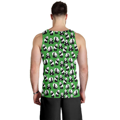 Panda Bear Pattern Themed Print Men Tank Top