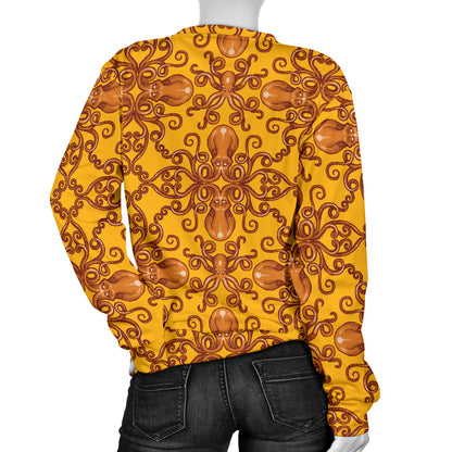 Octopus Background Design Print Women Long Sleeve Sweatshirt