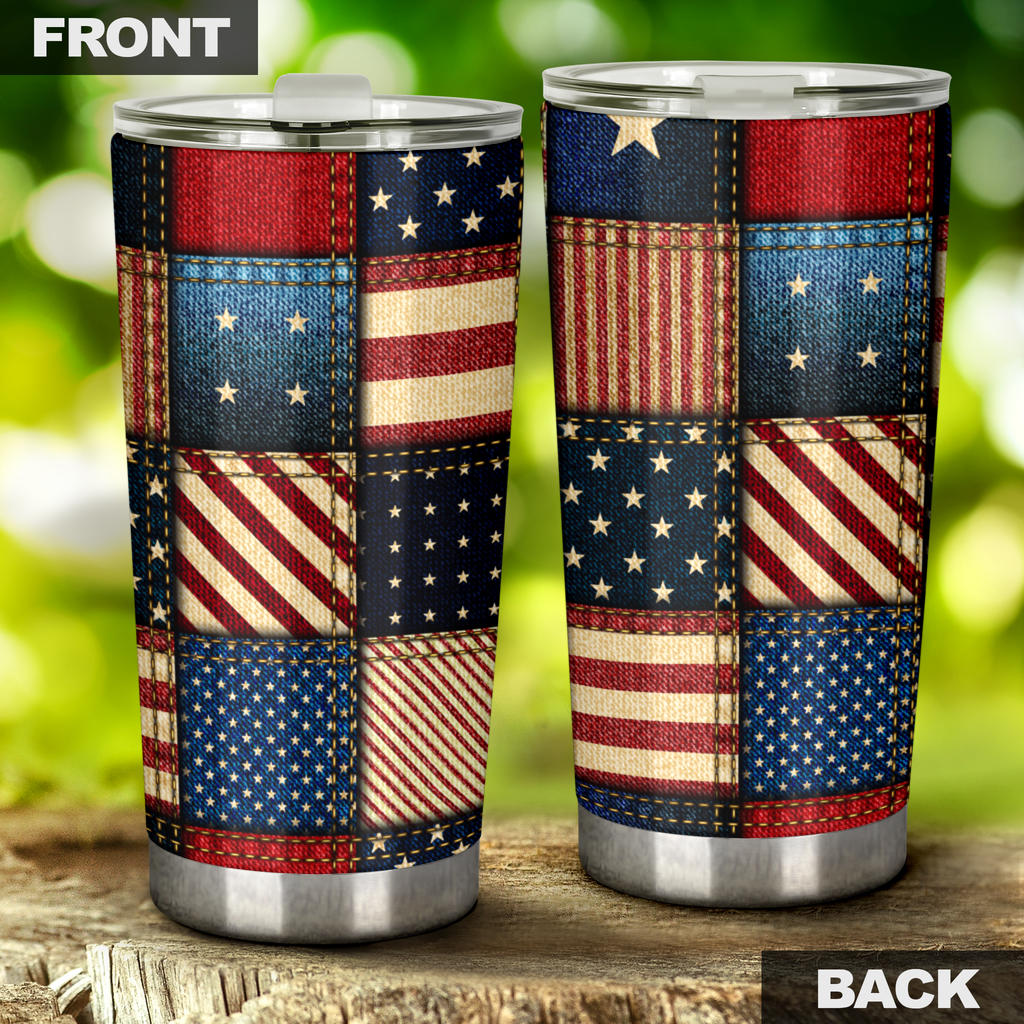American flag Patchwork Design Tumbler