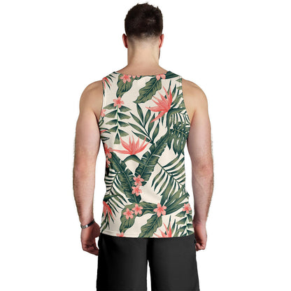 Tropical Flower Palm Leaves Men Tank Top