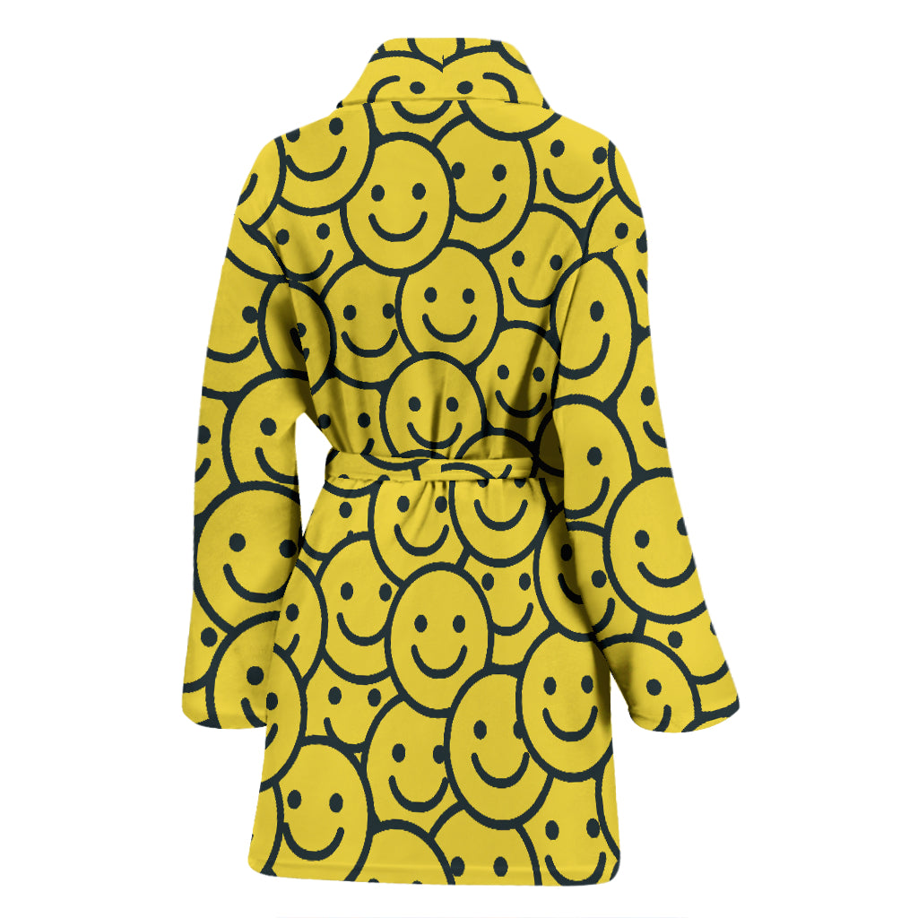 Smiley Face Emoji Print Design LKS302 Women Bathrobe