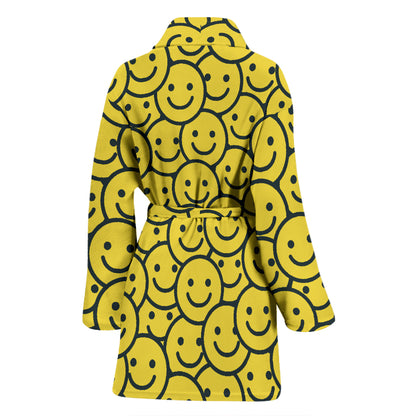 Smiley Face Emoji Print Design LKS302 Women Bathrobe