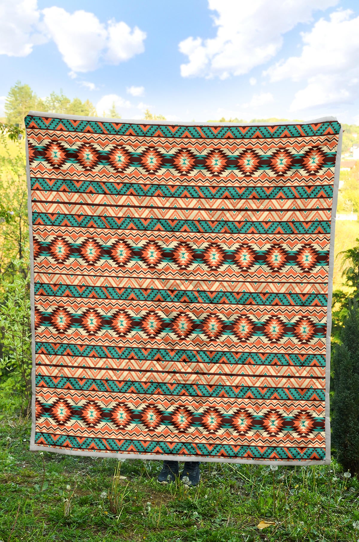 Navajo Western Style Print Pattern Quilt Bedspread