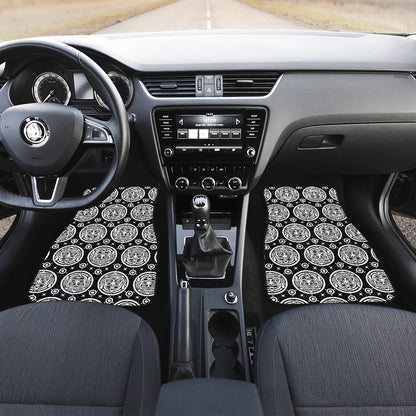 Calendar Aztec White Black Print Pattern Car Floor Mats Front Back