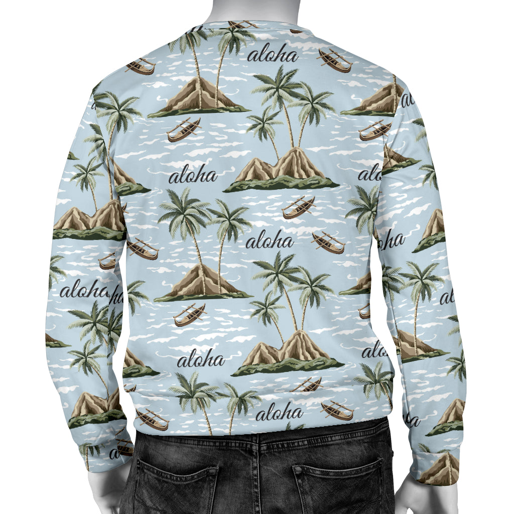Aloha Hawaii island Design Themed Print Men Long Sleeve Sweatshirt