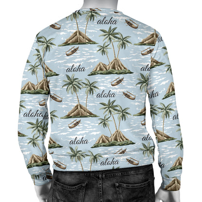 Aloha Hawaii island Design Themed Print Men Long Sleeve Sweatshirt