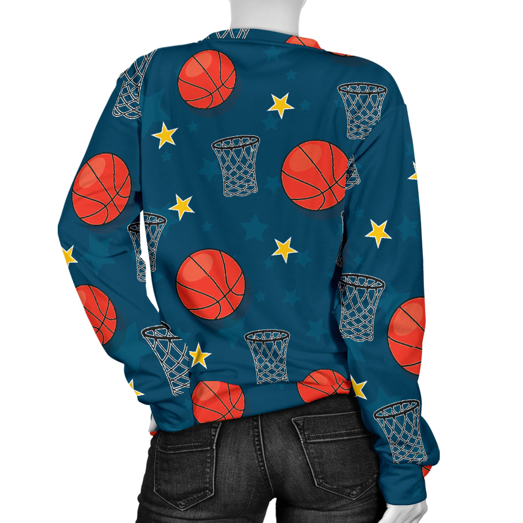 Basketball Classic Print Pattern Women Long Sleeve Sweatshirt