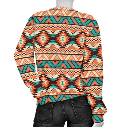 Navajo Western Style Print Pattern Women Long Sleeve Sweatshirt