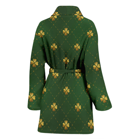 Clover Pattern Print Design 01 Women Bathrobe