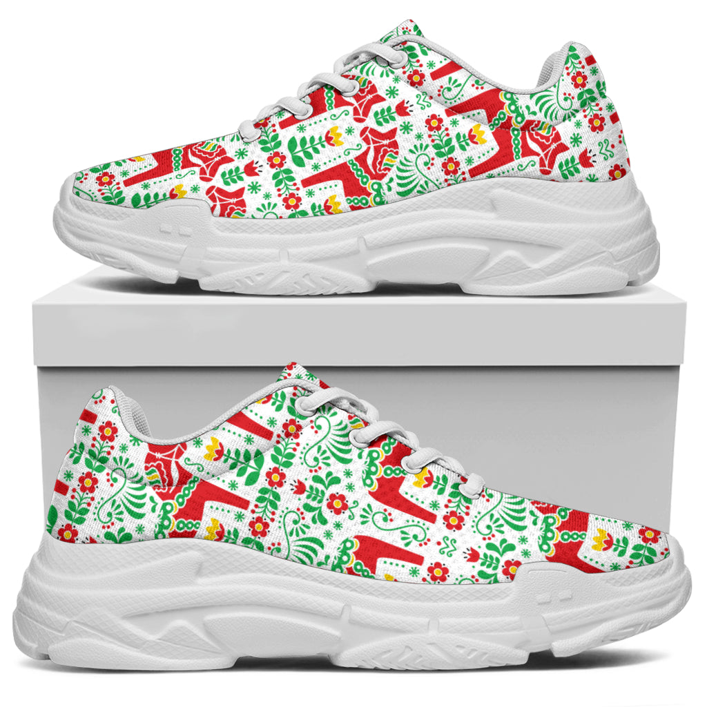 Swedish Dala Style Pattern Chunky Sneakers