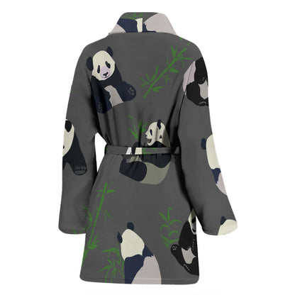 Panda Pattern Print Design A06 Women Bathrobe