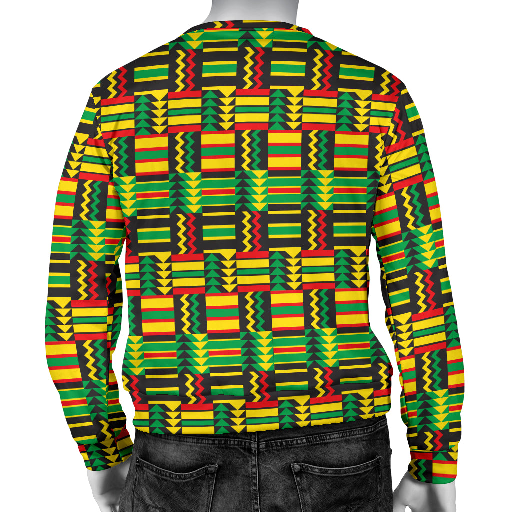 African Zip Zag Print Pattern Men Long Sleeve Sweatshirt