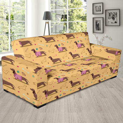 Dachshund Pattern Print Design 07 Sofa Slipcover