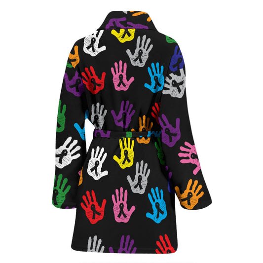 Cancer Awareness Pattern Print Design 04 Women Bathrobe