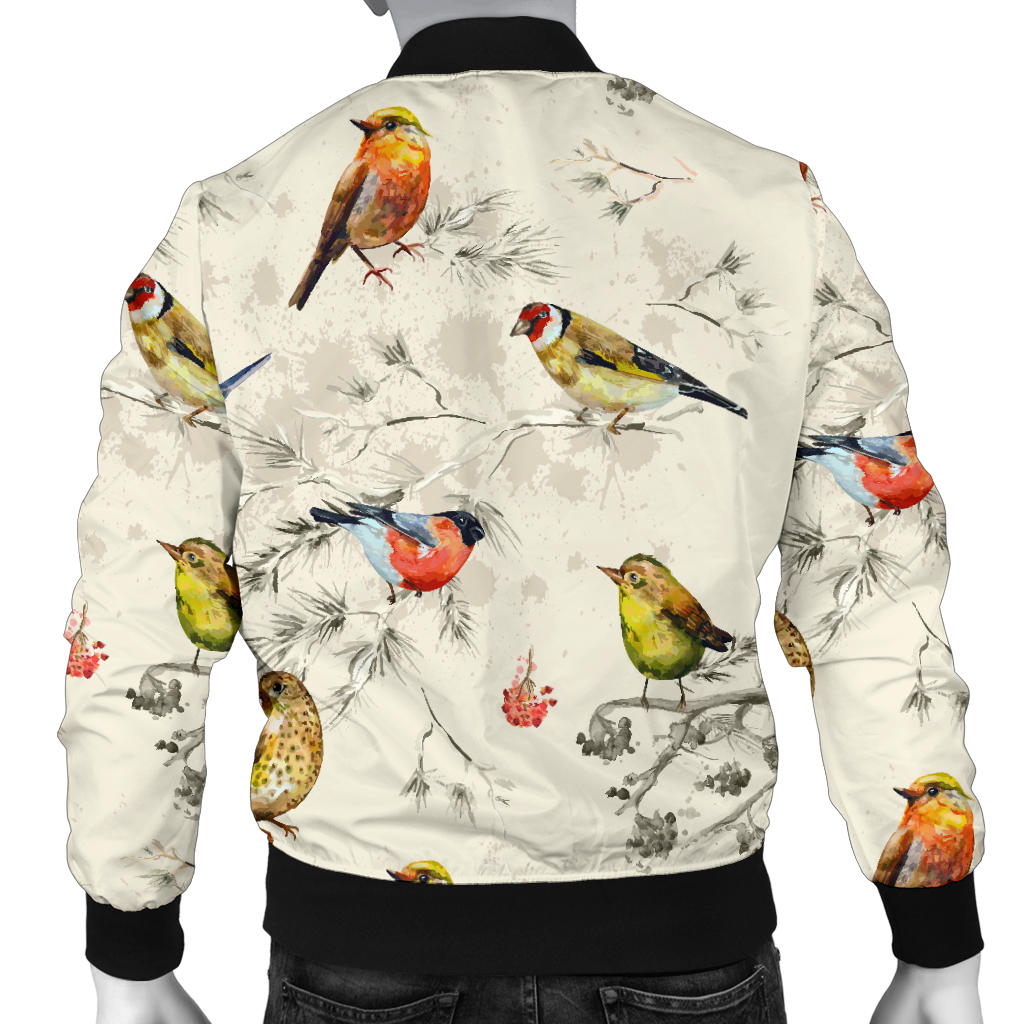 Bird Watercolor Design Pattern Men Bomber Jacket