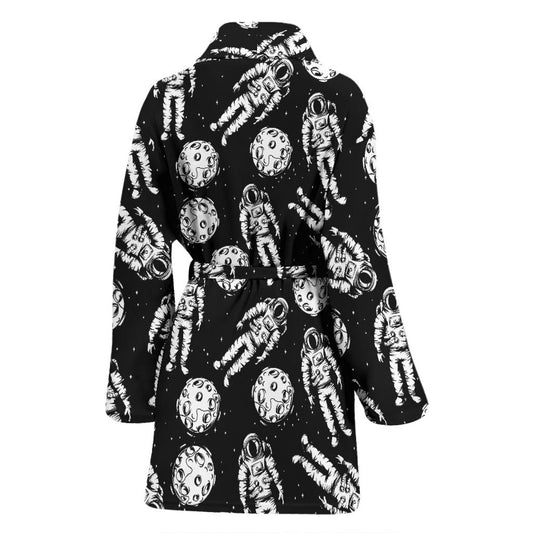 Astronaut Pattern Print Design 03 Women Bathrobe