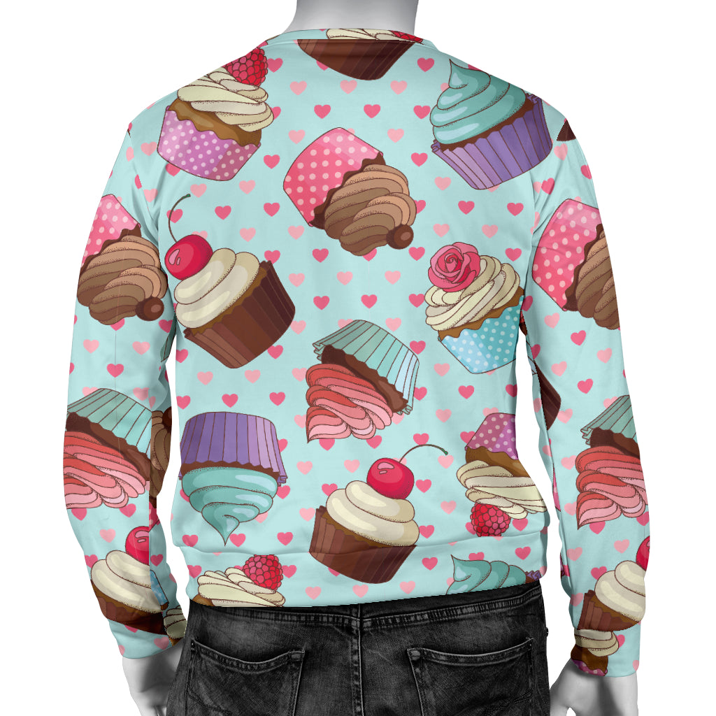 Cupcakes Fancy Heart Print Pattern Men Long Sleeve Sweatshirt