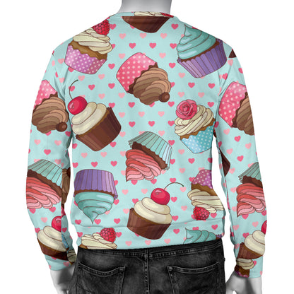 Cupcakes Fancy Heart Print Pattern Men Long Sleeve Sweatshirt