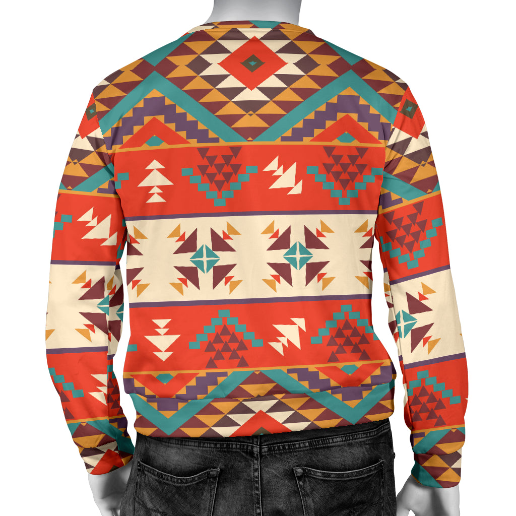 Aztec Red Print Pattern Men Long Sleeve Sweatshirt