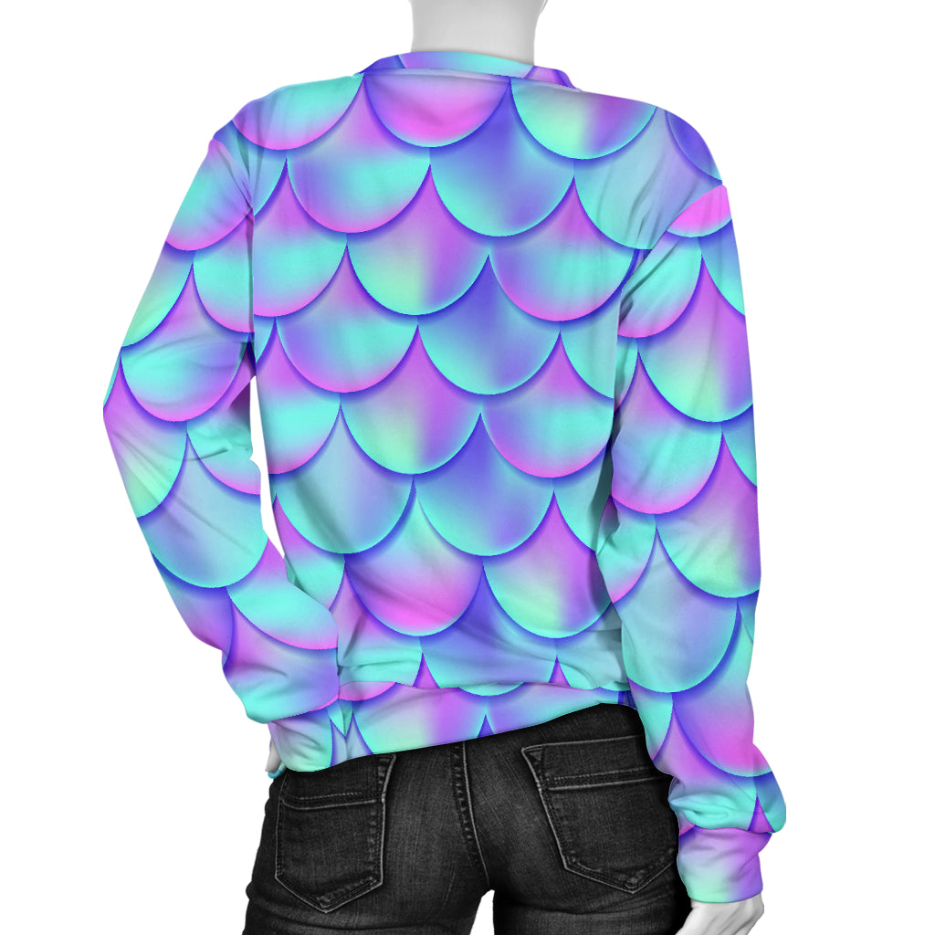 Mermaid Tail Design Print Pattern Women Long Sleeve Sweatshirt