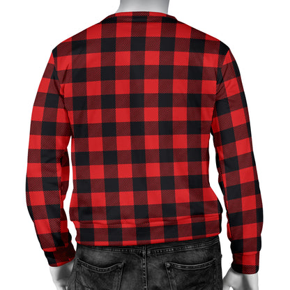 Red Black Buffalo Tartan Plaid Pattern Men Long Sleeve Sweatshirt