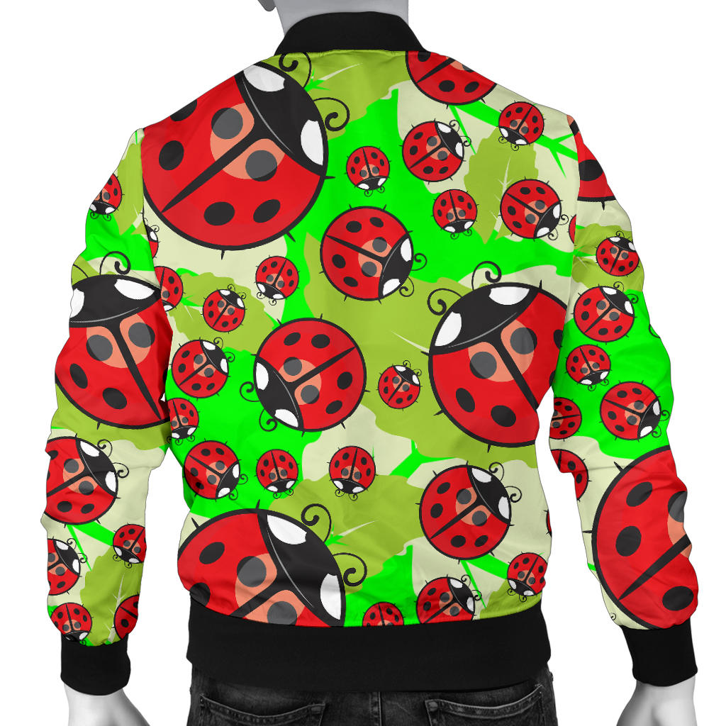 Ladybug with Leaf Print Pattern Men Bomber Jacket