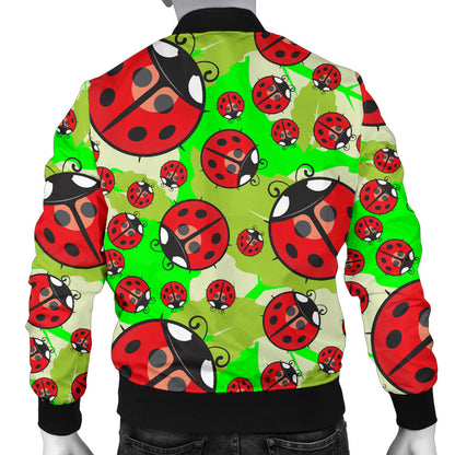 Ladybug with Leaf Print Pattern Men Bomber Jacket