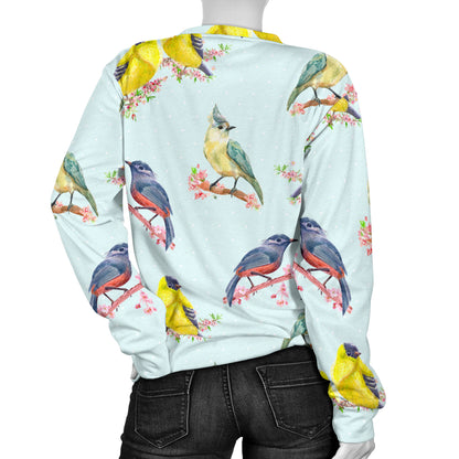 Bird Sweet Themed Print Pattern Women Long Sleeve Sweatshirt