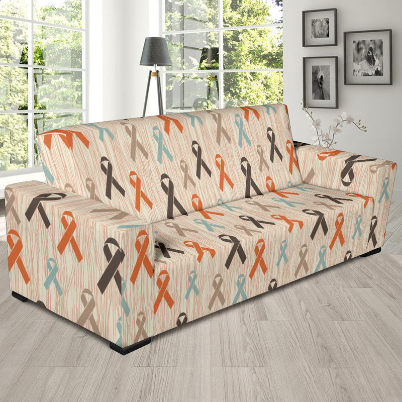 Cancer Awareness Pattern Print Design 01 Sofa Slipcover