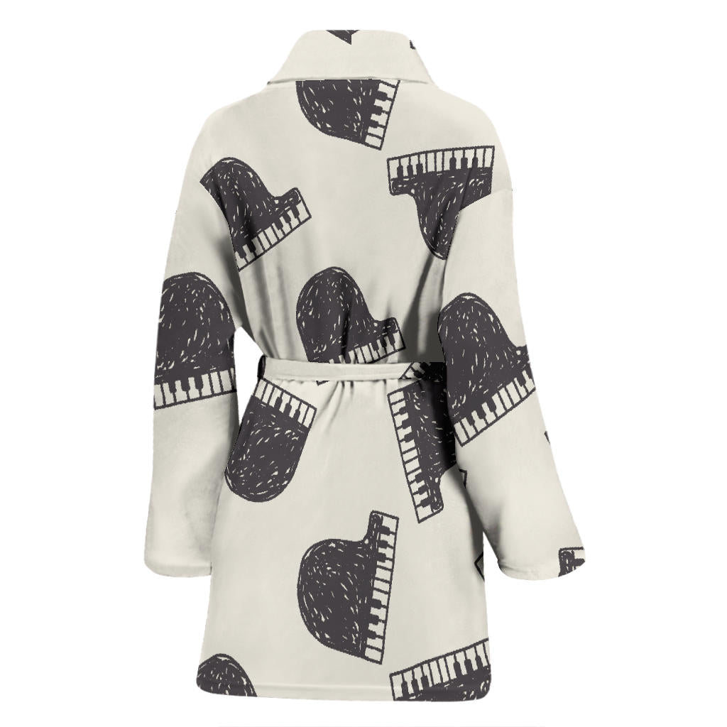 Piano Pattern Print Design 04 Women Bathrobe