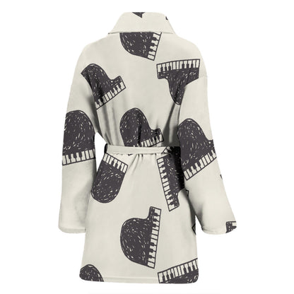 Piano Pattern Print Design 04 Women Bathrobe