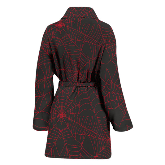 Spider Web Red Print Design LKS302 Women Bathrobe