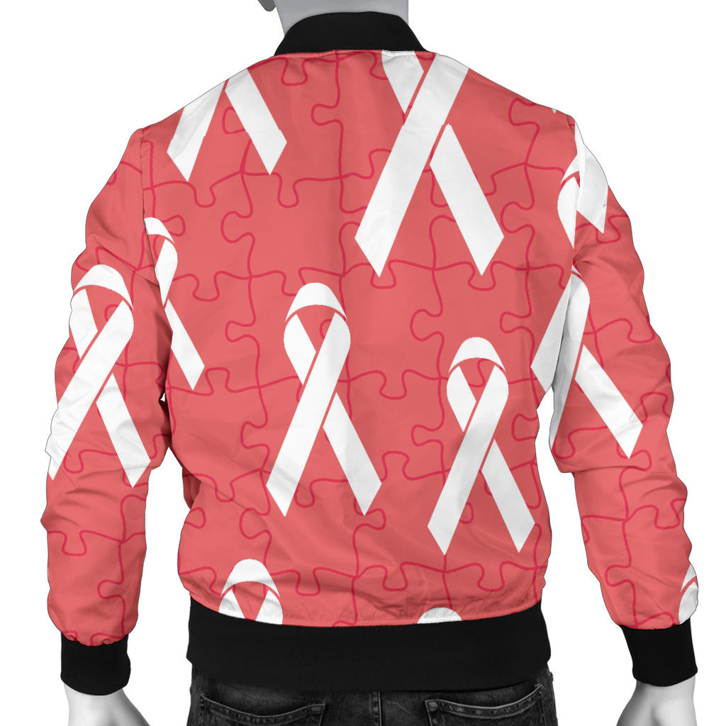 Autism Awareness Ribbon Design Print Men Bomber Jacket