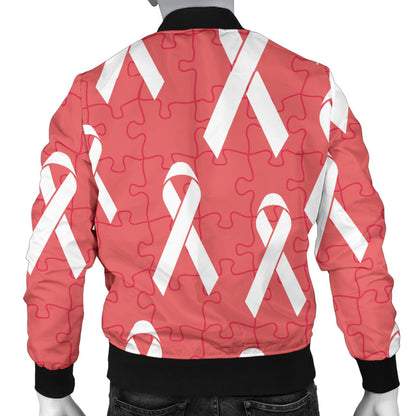 Autism Awareness Ribbon Design Print Men Bomber Jacket