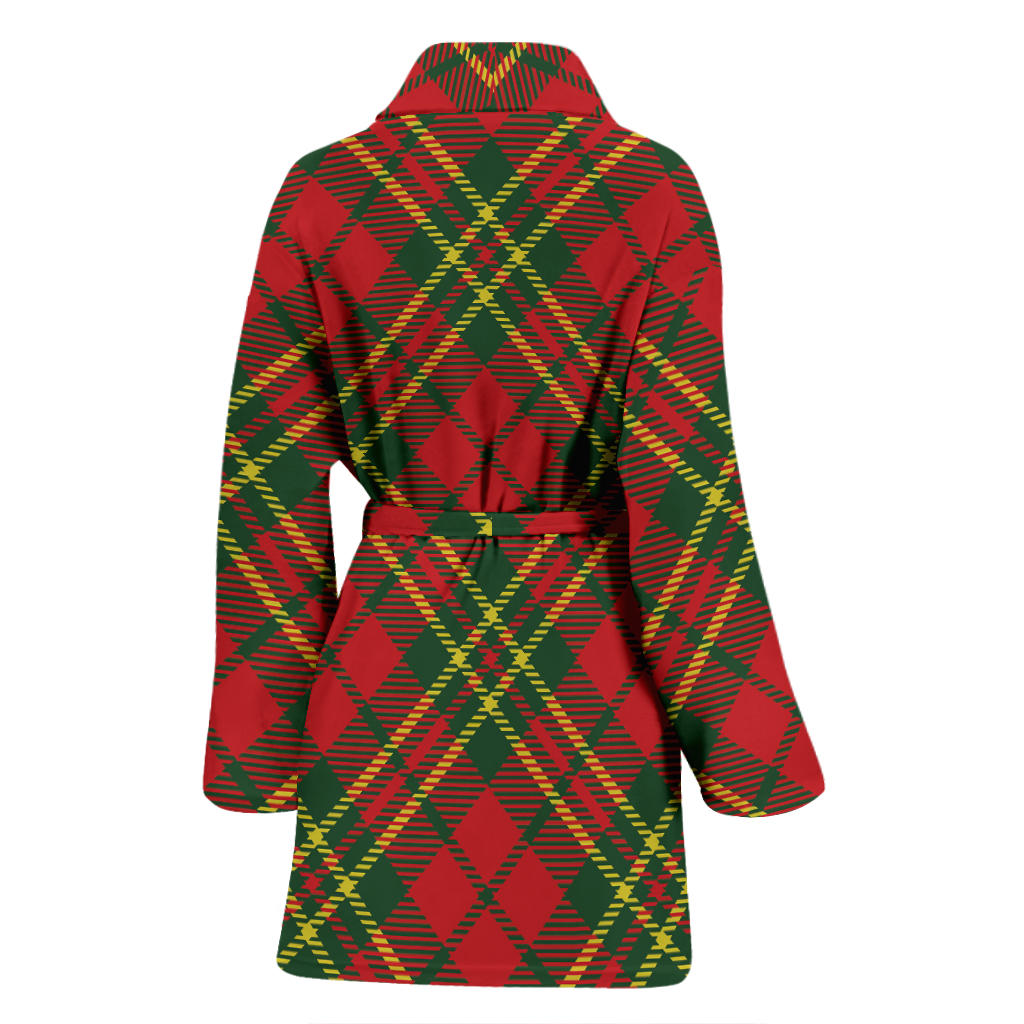 Plaid Holiday Pattern Print Design A01 Women Bathrobe