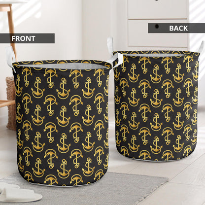Anchor Gold Pattern Laundry Basket
