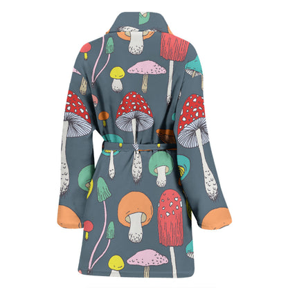 Mushroom Pattern Print Design A03 Women Bathrobe