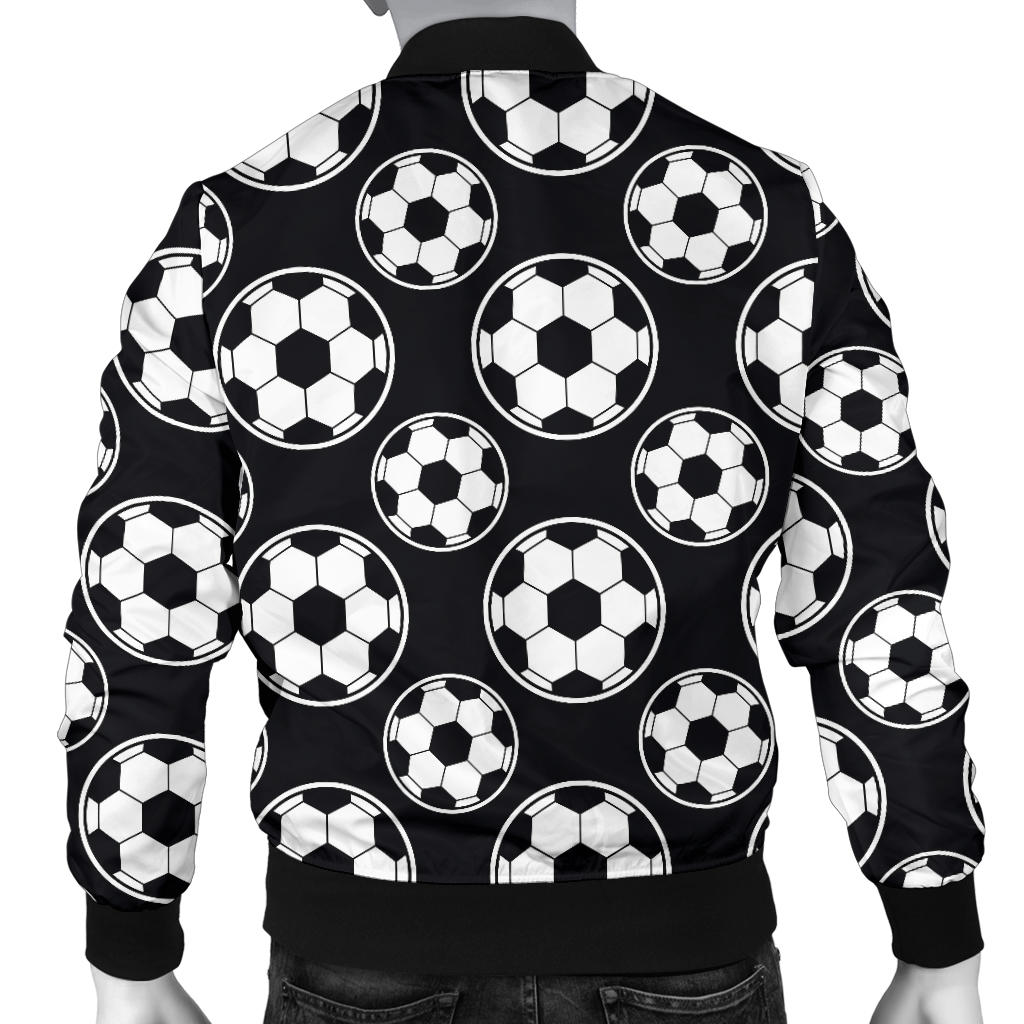 Soccer Ball Black Print Pattern Men Bomber Jacket