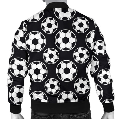 Soccer Ball Black Print Pattern Men Bomber Jacket