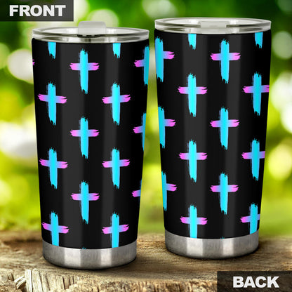 Christian Cross neon Pattern Tumbler