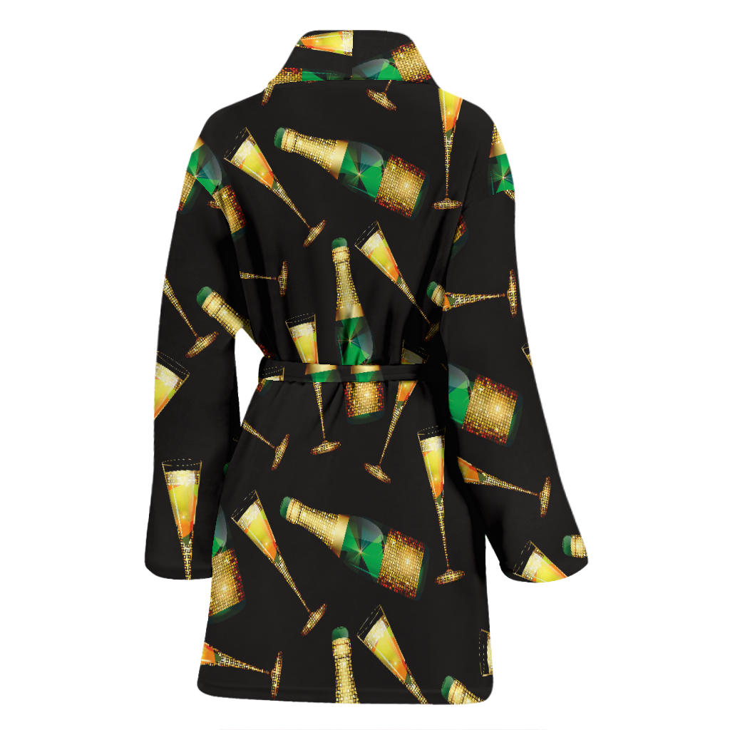 Champagne Pattern Print Design 02 Women Bathrobe