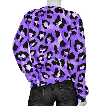 Leopard Purple Skin Print Women Long Sleeve Sweatshirt