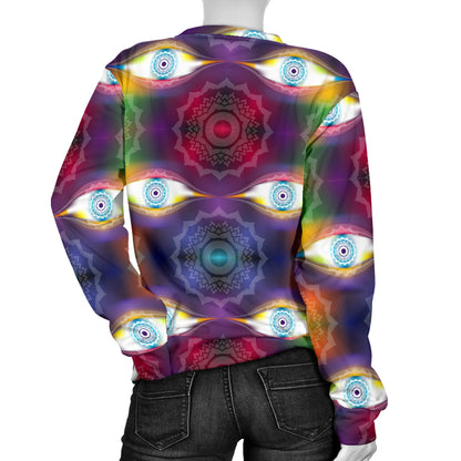 Chakra Eye Print Pattern Women Long Sleeve Sweatshirt