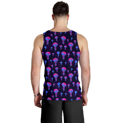 Jellyfish Neon Print Men Tank Top
