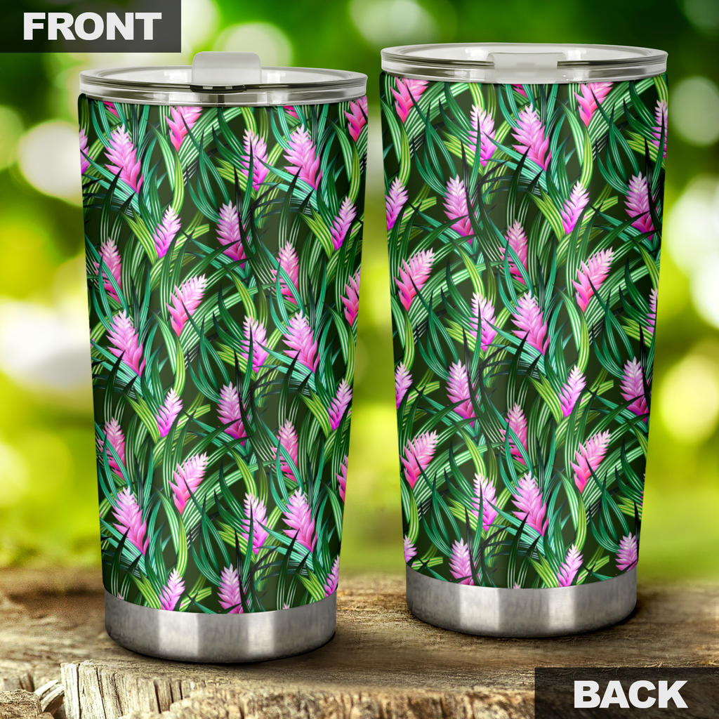 Tropical Folower Pink Heliconia Print Tumbler