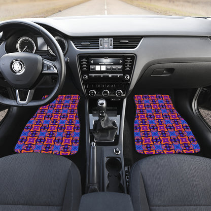 kaleidoscope Purple Orange Print Design Car Floor Mats Front Back