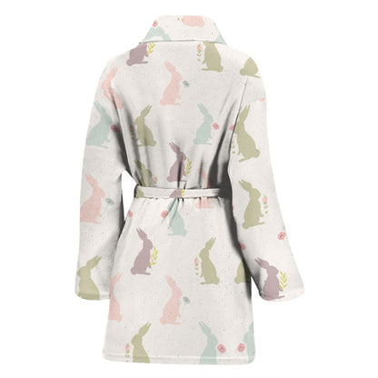 Bunny Pattern Print Design 05 Women Bathrobe