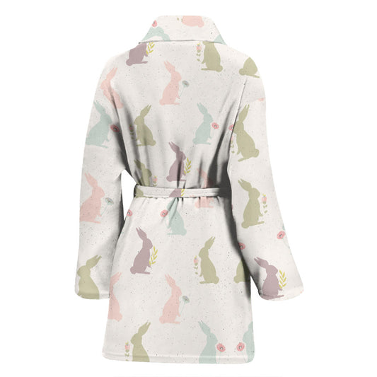 Bunny Pattern Print Design 05 Women Bathrobe