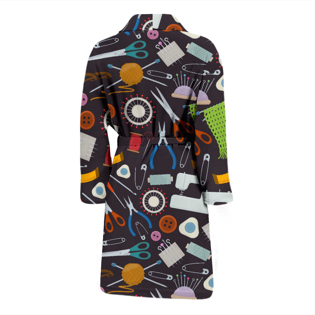 Sewing Equipment Print Design LKS308 Men Bathrobe